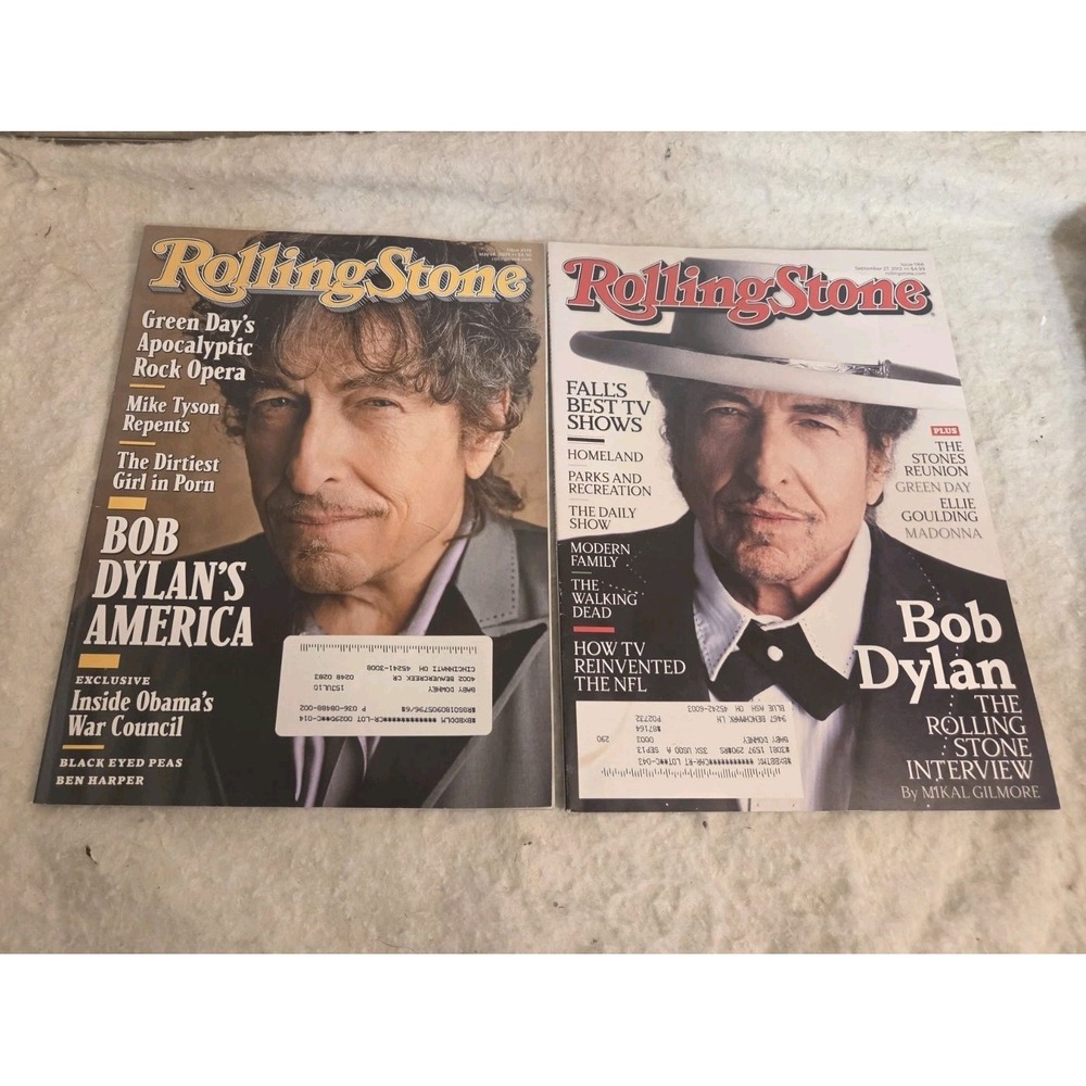 Bob Dylan Rolling Stone Magazine Lot Of 2 2009 & 2012 Folk Rock Music Legend